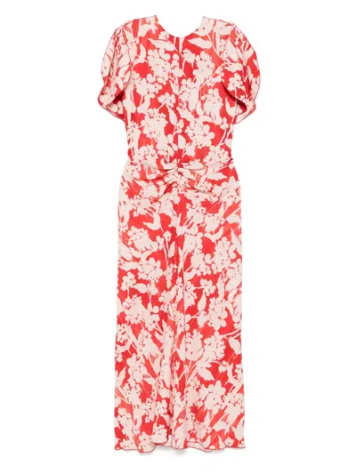 VICTORIA BECKHAM GATHERED-WAIST MIDI DRESS