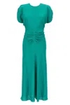 Victoria Beckham Gathered Waist Midi Dress In Green