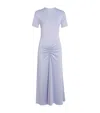 Victoria Beckham Womens Gathered Short-sleeve Stretch-woven Midi Dress Delphinium In White
