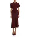 Victoria Beckham Gathered-detail Midi Dress In Red