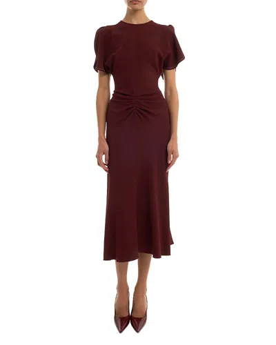 Victoria Beckham Gathered Waist Midi Dress In Red
