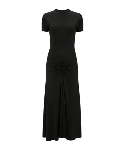 Victoria Beckham Gathered Waist Midi Dress In Black