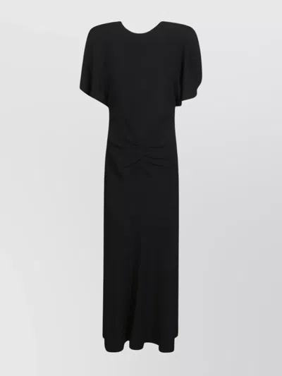 Victoria Beckham Gathered Waist Midi Dress In Black