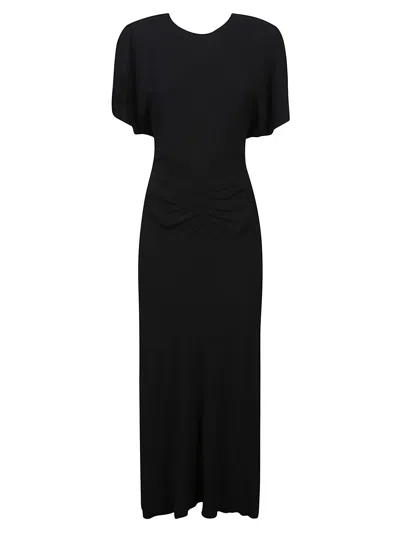 Victoria Beckham Gathered Waist Midi Dress In Black