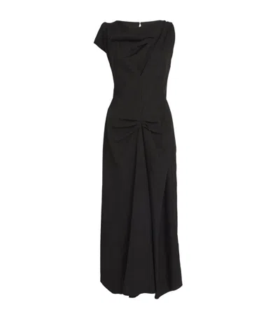 Victoria Beckham Gathered-waist Midi Dress In Black