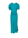 Victoria Beckham Gathered Waist Midi Dress In Green