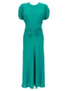 Victoria Beckham Gathered Waist Midi Dress In Green