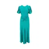 Victoria Beckham Gathered Waist Midi Dress In Green