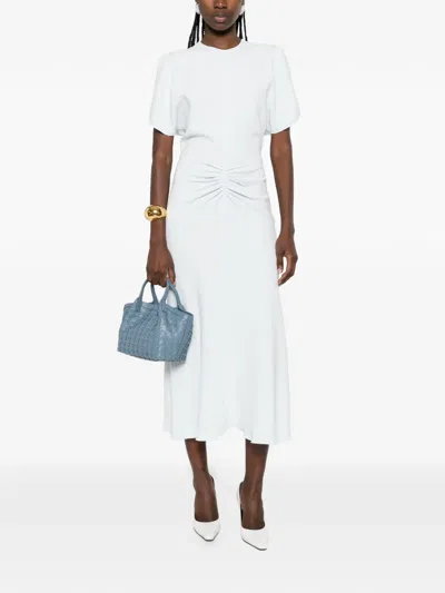 Victoria Beckham Gathered-waist Midi Dress In White