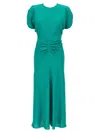 Victoria Beckham Gathered Waist Midi Dress In Green
