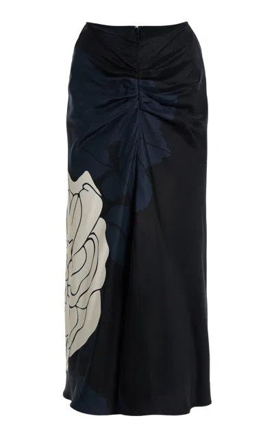 Victoria Beckham Gathered Waist Midi Skirt In Black