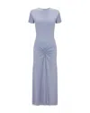 Victoria Beckham Gathered Waist Midi T-shirt Dress In Blue
