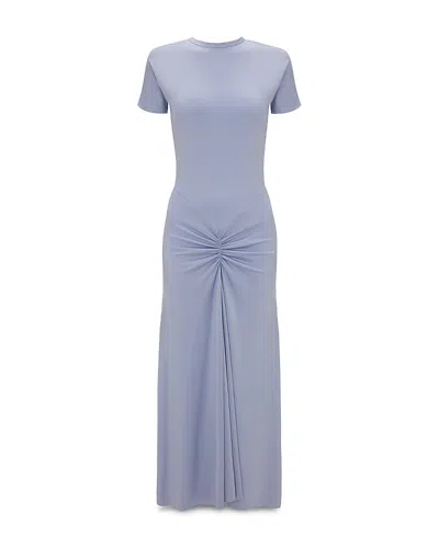 Victoria Beckham Gathered Waist Midi T-shirt Dress In Blue