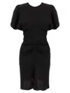 Victoria Beckham Ruched Puff Sleeve Minidress In Black