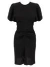 Victoria Beckham Ruched Puff Sleeve Minidress In Black