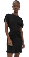 Victoria Beckham Ruched Puff Sleeve Minidress In Black