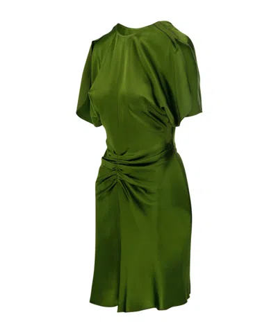 Victoria Beckham Gathered Waist Mini Dress In Green