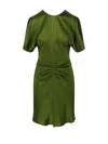 Victoria Beckham Womens Algae Ruched Round-neck Woven Mini Dress In Green