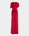 Victoria Beckham Womens Gathered Draped-sleeve Satin Maxi Dress Rose In Pink