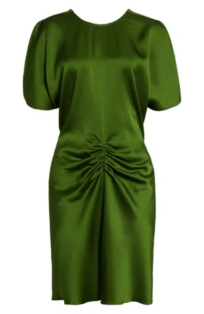 Victoria Beckham Ruched Crêpe Minidress In Green