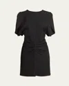 Victoria Beckham Gathered Waist Mini Dress In Black