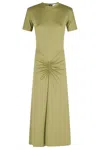 Victoria Beckham Gathered Waist Midi Dress With Knotted Detail In Green