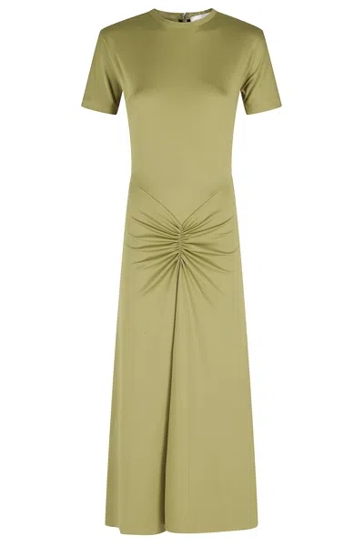 Victoria Beckham Blaire Dress With Gathered Waist In Yellowish Green