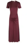 Victoria Beckham Gathered Waist T-shirt Midi Dress In Burgundy