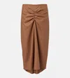 Victoria Beckham Gathered Wool And Cashmere Midi Skirt In Brown