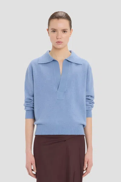 Victoria Beckham Genevieve Wool And Cashmere Polo Sweater In Blue
