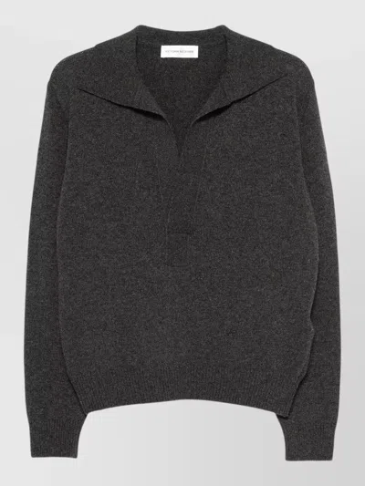 Victoria Beckham Genevieve Open Collar Wool Cashmere Jumper In Blue