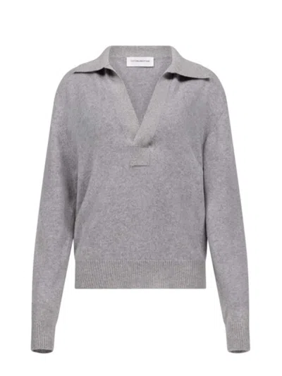 Victoria Beckham Cashmere-blend Fine-knit Long-sleeve Sweater In Gray