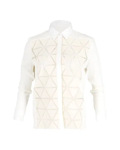 Victoria Beckham Geometric Button-up Shirt In Cream Cotton In White