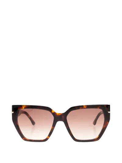 Victoria Beckham Geometric-frame Sunglasses In Brown
