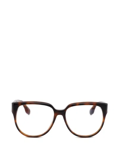 Victoria Beckham Geometric Full-rim Glasses In Brown