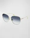 Victoria Beckham Geometric Square Metal Sunglasses In Blue / Gold