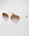 Victoria Beckham Geometric Square Metal Sunglasses In Gold Brown Purple