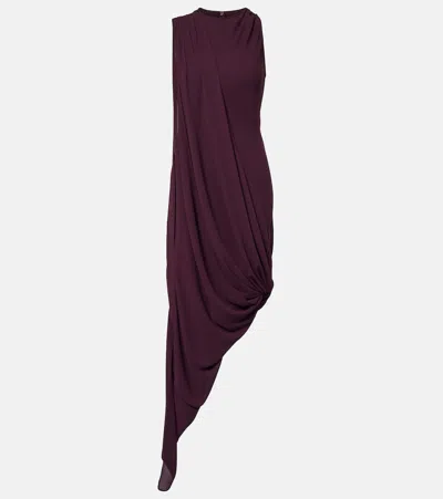 Victoria Beckham Draped Asymmetric Dress In Burgundy