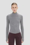Victoria Beckham Fitted Ribbed Knit Sweater With Subtle V-neckline In Gray