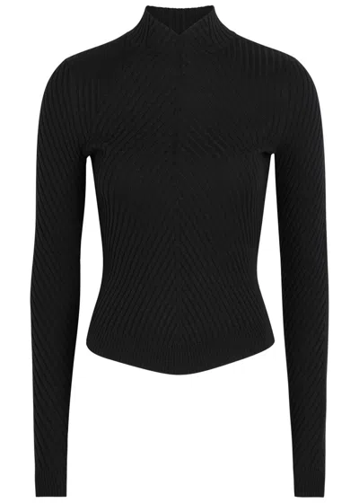 Victoria Beckham Georgia Ribbed Merino Wool Jumper In Black