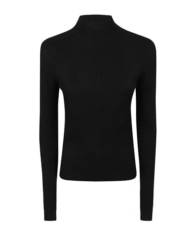 Victoria Beckham Georgia Ribbed-knit High-neck Jumper In Black