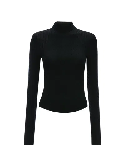 Victoria Beckham Georgia Ribbed-knit Sweater In Black