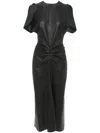 Victoria Beckham Gathered Waist Viscose Dress In Schwarz
