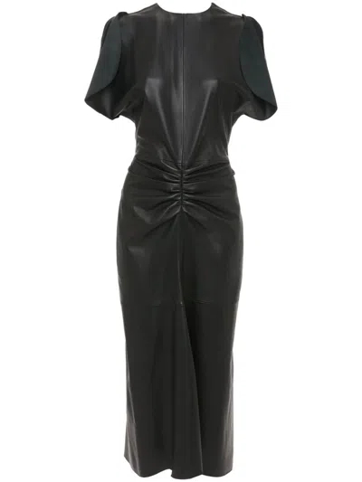 Victoria Beckham Gerafftes Midikleid In Black