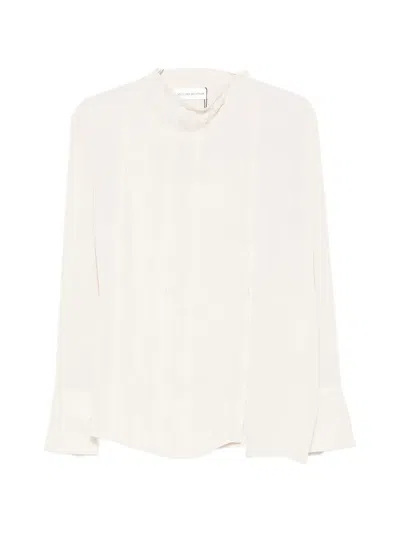 Victoria Beckham Gerogette Draped-collar Blouse In Neutral