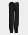 Victoria Beckham Gigi Wool-blend Satin-trim Trousers In Black
