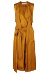 Victoria Beckham Draped Satin Midi Wrap Dress In Brown