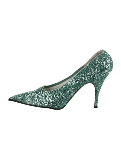 Pre-owned Victoria Beckham Glitter Printed Pumps In Green