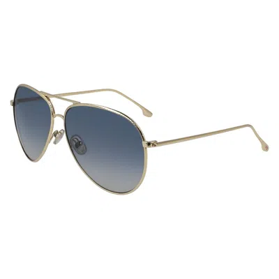 Victoria Beckham Gold Metal Sunglasses In Gray