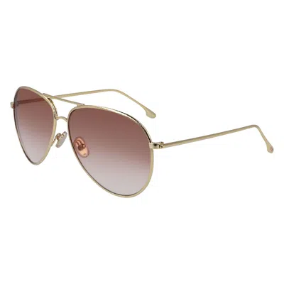 Victoria Beckham Gold Metal Sunglasses In Multi